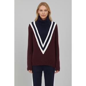 Tory Sport S Chevron Sweater Turtleneck Preppy Sporty Merino Wool Blend $295